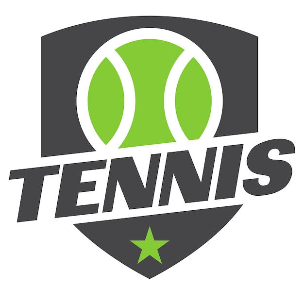 un primer plano de una pelota de tenis en una cancha de tenis con una estrella
