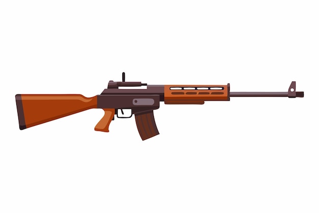 Primer plano de un rifle con fondo blanco
