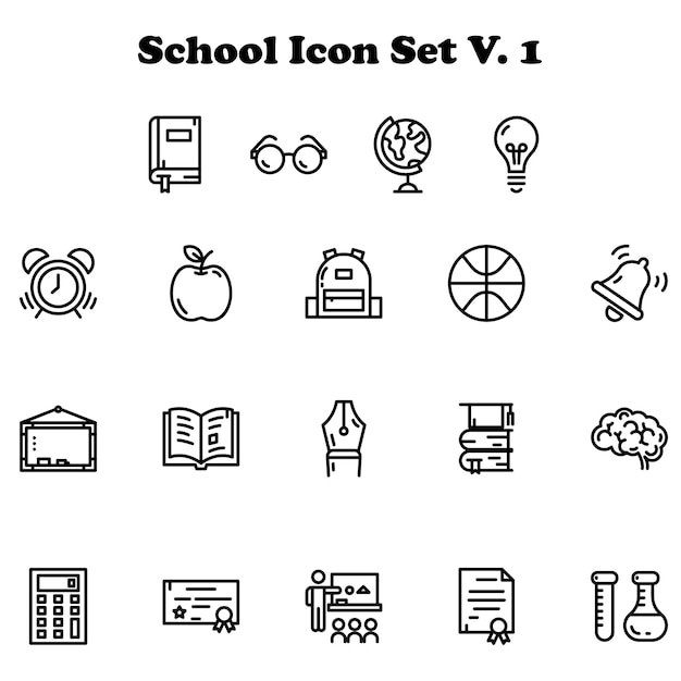 Vector primer volumen de iconos escolares