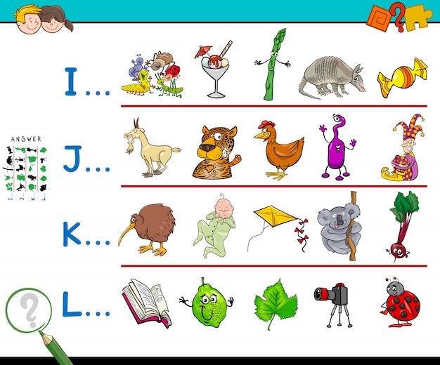 primera letra de un juego de libro de palabras