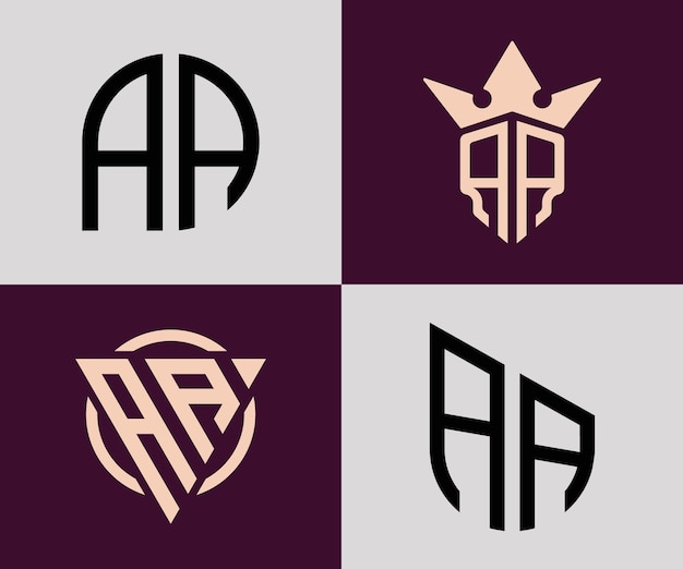 Las primeras letras creativas simples AA Diseños de logotipos Bundle