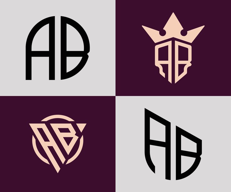 Vector las primeras letras creativas simples ab diseños de logotipos bundle