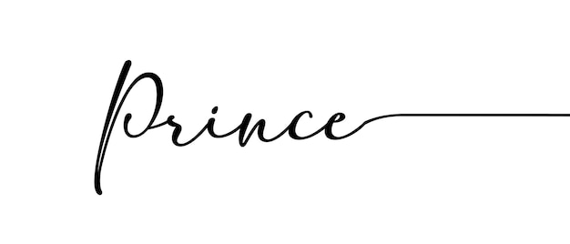 Prince frase caligrafía continua de una línea minimalista manuscrita con fondo blanco