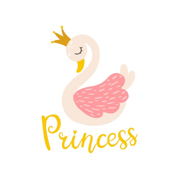 Vector princesa cisne con corona