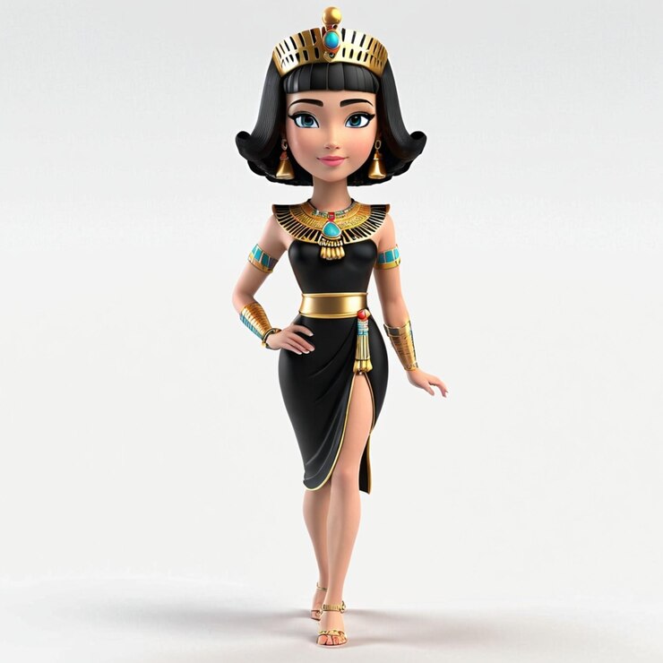 Vector la princesa cleopatra con el vestido negro
