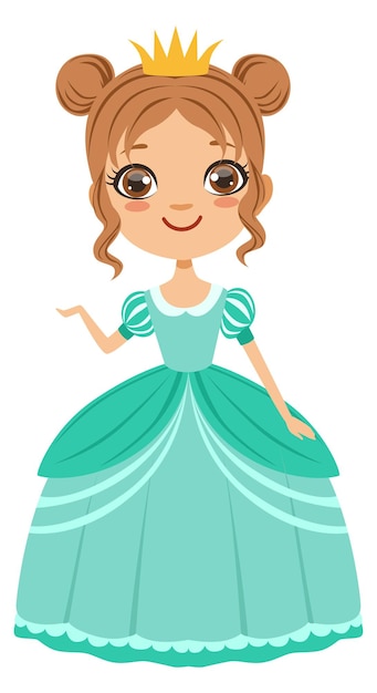 Princesa de cuento de hadas Chica de dibujos animados linda en vestido real