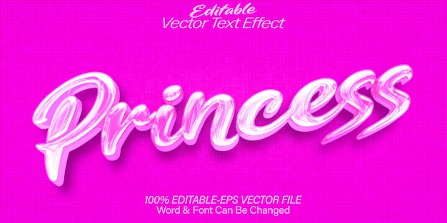 Princesa Efecto de texto vectorial Editable Alfabeto Niña rosa Cuento mágico de Quenn