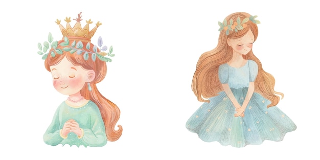 princesa linda acuarela ilustración vectorial 12