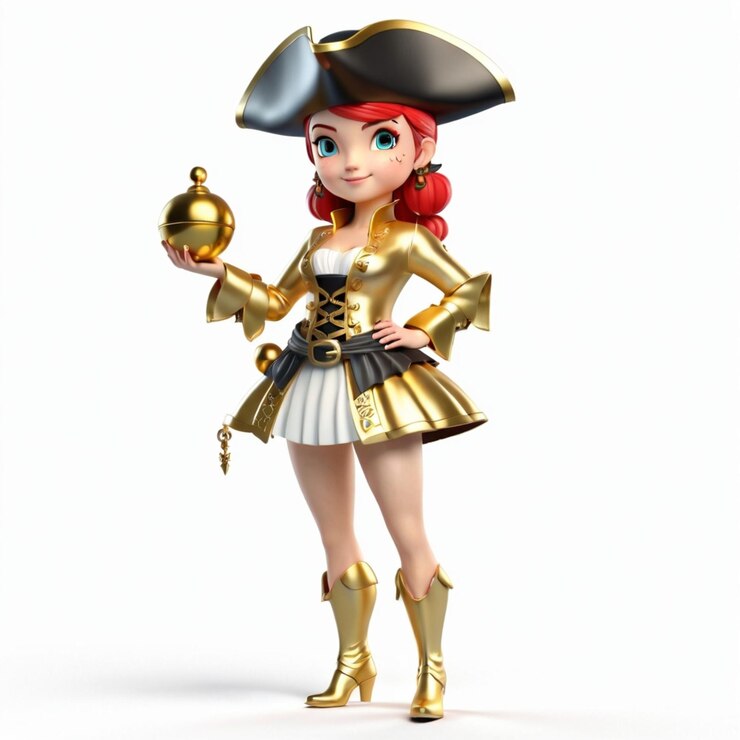 Vector la princesa pirata con el vestido de oro