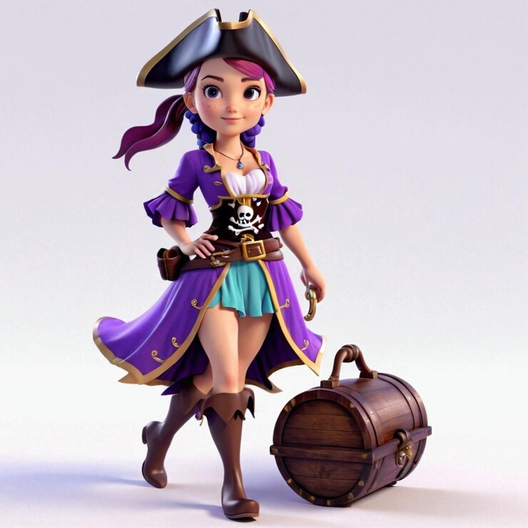 Vector la princesa pirata con el vestido púrpura