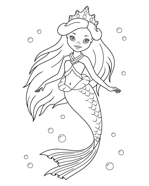 Princesa sirena para colorear