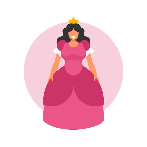 Vector princesa en un vestido rosa ilustración vectorial en un estilo plano