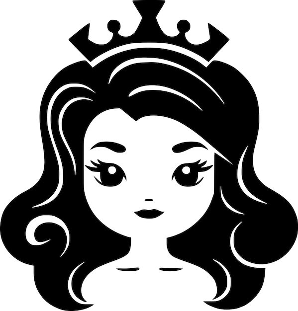 Vector princess black and white isolated icon vector illustration