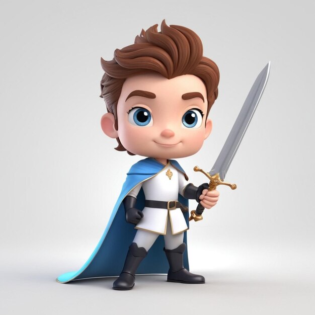 Vector el príncipe niño con la espada 3d vector