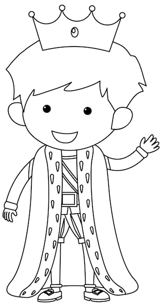 Príncipe personaje de garabato blanco y negro