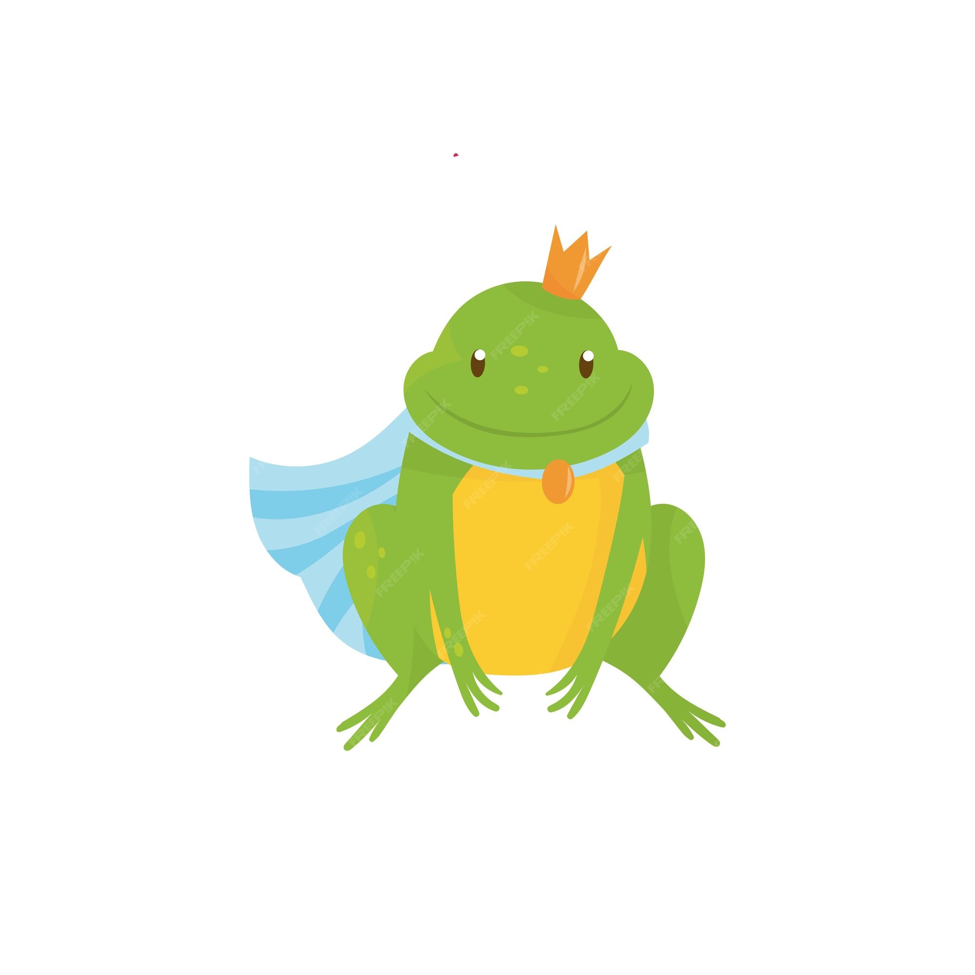Príncipe rana de dibujos animados con corona dorada y manto azul sapo verde con vientre amarillo personaje de cuento de hadas para niños diseño colorido vector plano | Vector Premium Príncipe rana de dibujos animados con corona dorada y manto azul sapo verde con vientre amarillo personaje de cuento de hadas para niños diseño colorido vector plano | Vector Premium