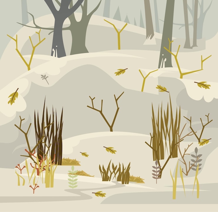 Vector principios de la primavera en el bosque ilustración de dibujos animados plana