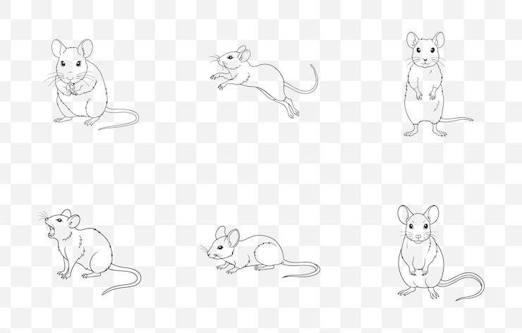 Vector print mouse line art vector set con diseños únicos e intrincados para proyectos creativos y arte
