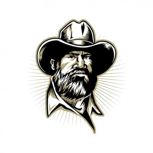 Printbeards man hand drawn illustration for logo design