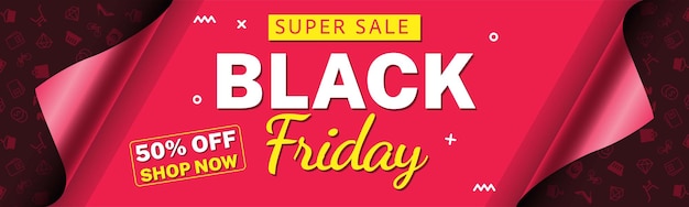 Vector printblack friday poster o pancarta con papel de regalo abierto