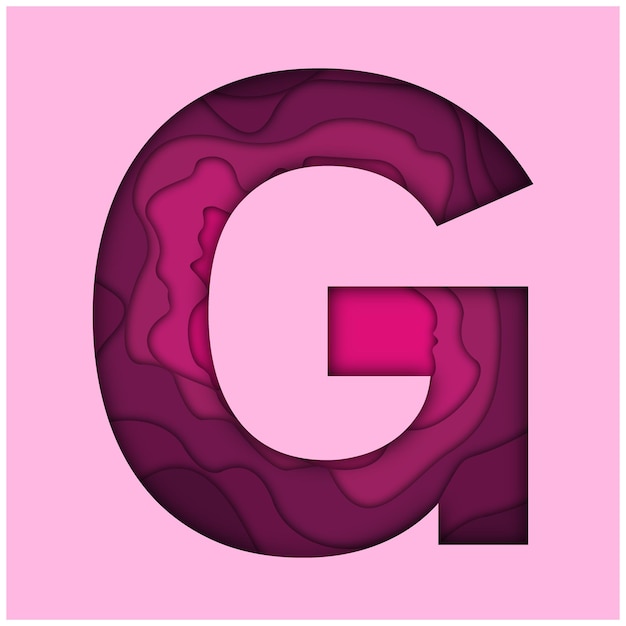 Vector printletter g con efecto de corte de papel