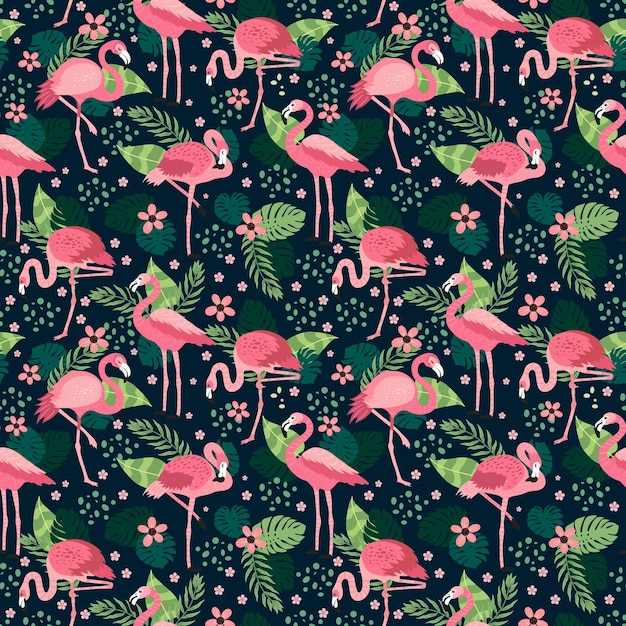 Printpink flamencos en diferentes poses imagen vectorial de patrones sin fisuras