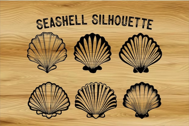 PrintSeashell Silhouette Bundle Minimalista Seashell Silouette Bundle para temas de playa y náutica