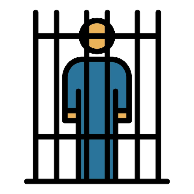 La prisión en el icono de la puerta El contorno de la prisión en la puerta El color del icono del vector es plano y aislado