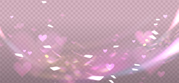 Prisma luz rosa romántica chispas superposición brillo cristalino de la luz del corazón con llamaradas luz prisma