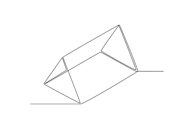 Prisma triangular de dibujo de una sola línea Concepto de formas geométricas Ilustración de vector gráfico de diseño de dibujo de línea continua