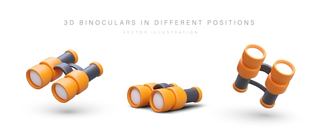 Prismáticos 3D en diferentes posiciones Dispositivo para visión lejana