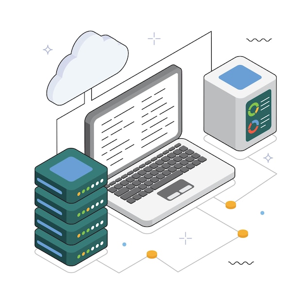 Private Cloud Storage Vector Isometric Illustration EPS 10 File