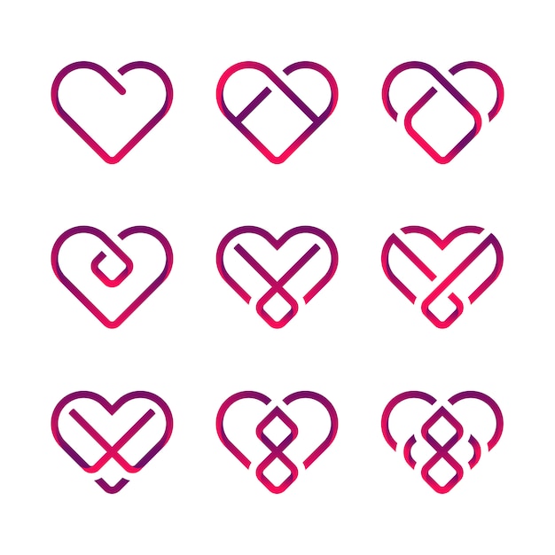 Vector pro icon heart pack