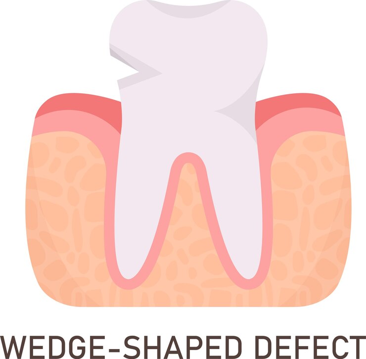 Vector problema del diente con defecto en forma de cuña