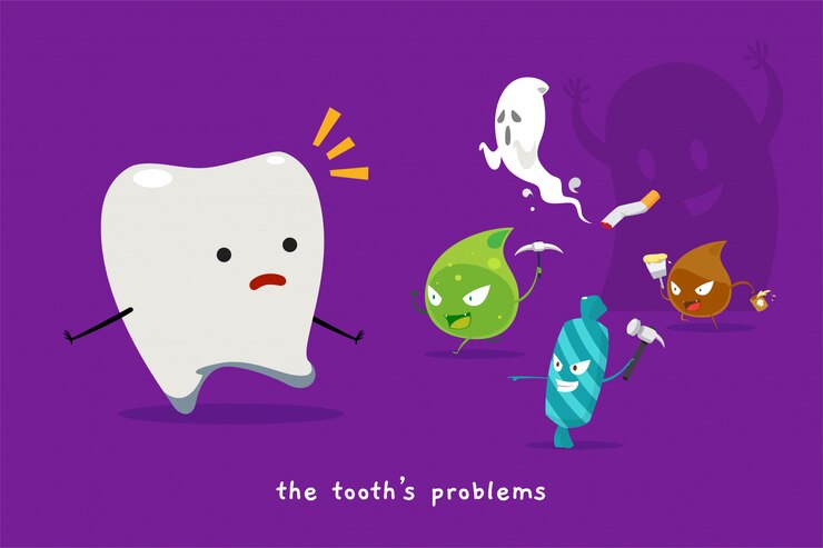 Vector el problema de los dientes. ilustración vectorial aislado