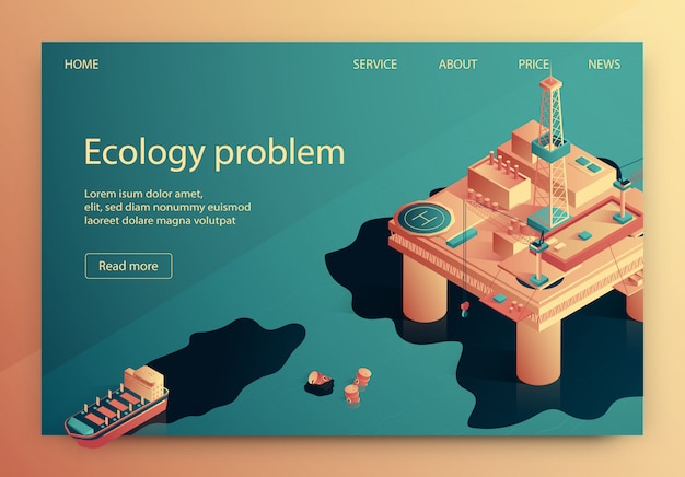 Problema de la ecología ilustración vectorial isométrica.