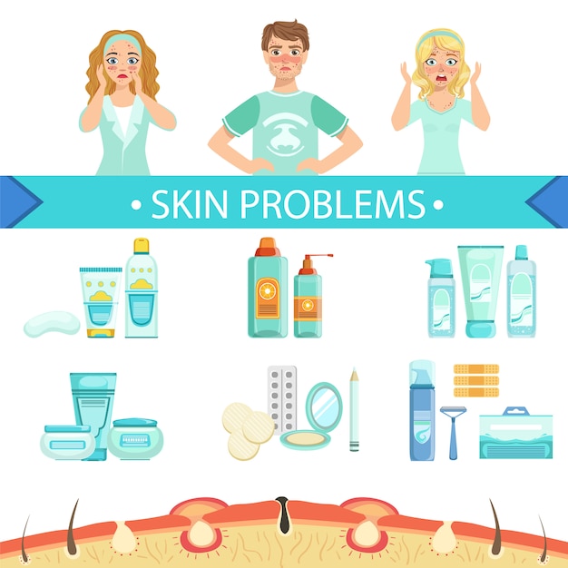 Problemas dermatológicos infografía cartel médico