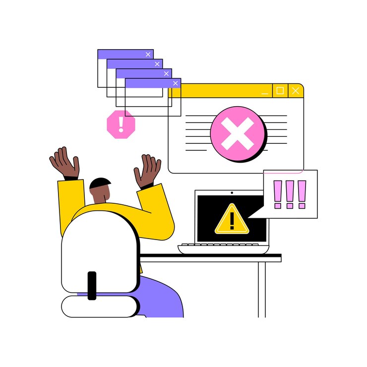 Vector problemas de software ilustraciones vectoriales de dibujos animados aislados