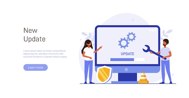 Procedimiento de actualización de sistema o aplicación web Concepto de actualización de versión de software o proceso de renovación