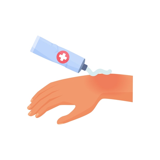 Procedimiento para la aplicación de crema antibacteriana a la piel de la mano con lesión