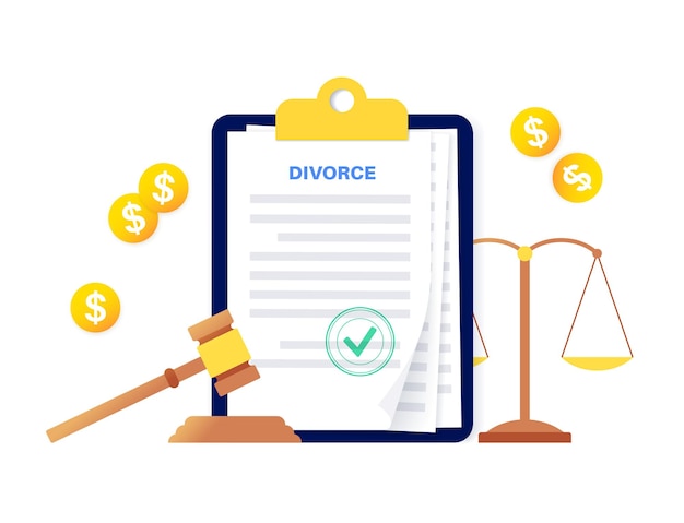 Vector procedimiento legal de divorcio