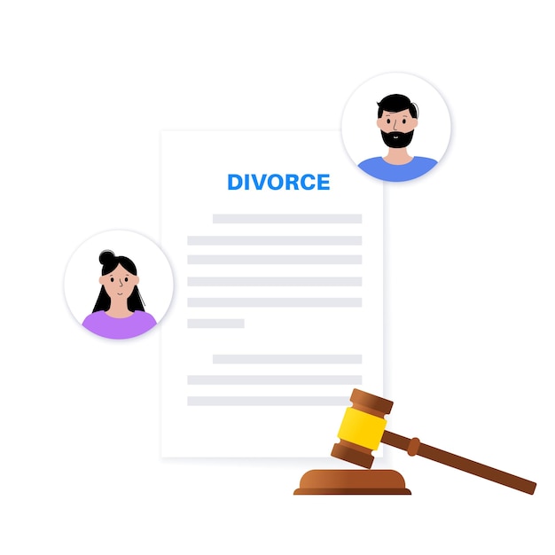 Vector procedimiento legal de divorcio