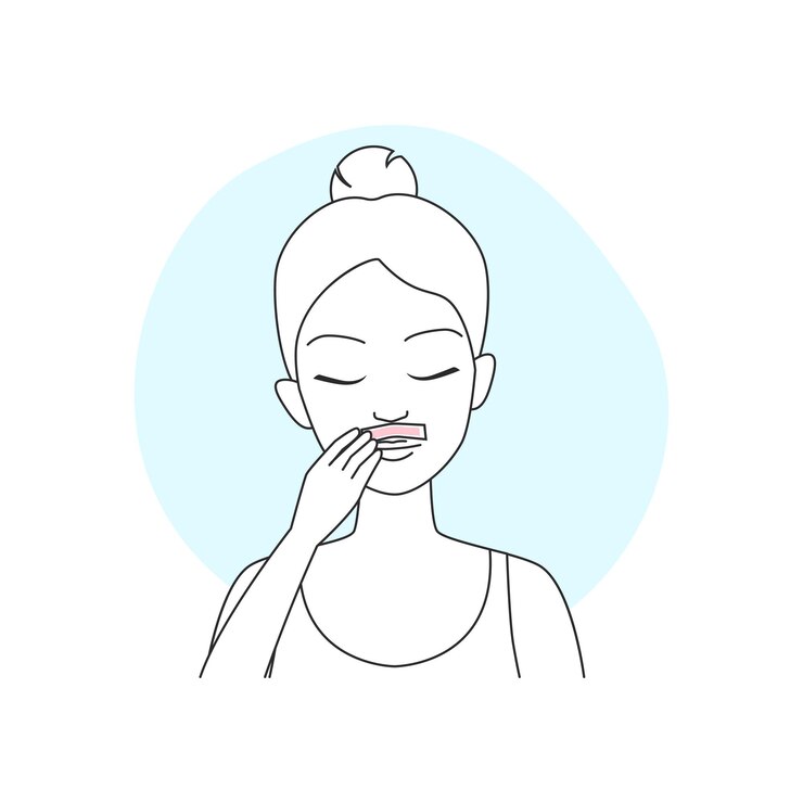Vector procedimiento de piel lisa femenina para el área del labio facial icono de la línea de depilación