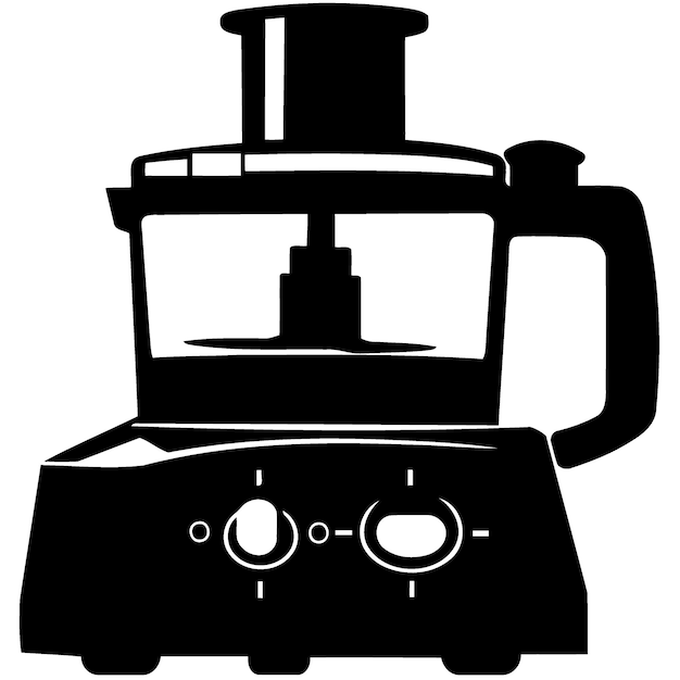 Vector procesador de alimentos herramienta de cocina electrónica en blanco y negro