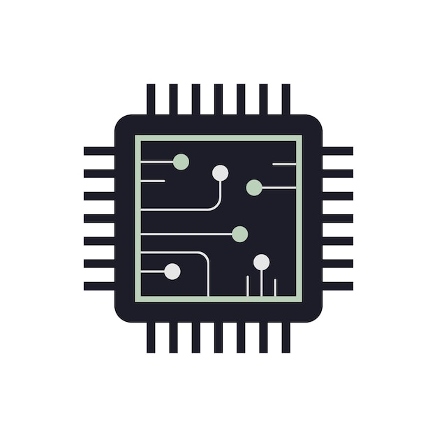Procesador chip vector icono símbolo electrónico concepto sobre fondo blanco.