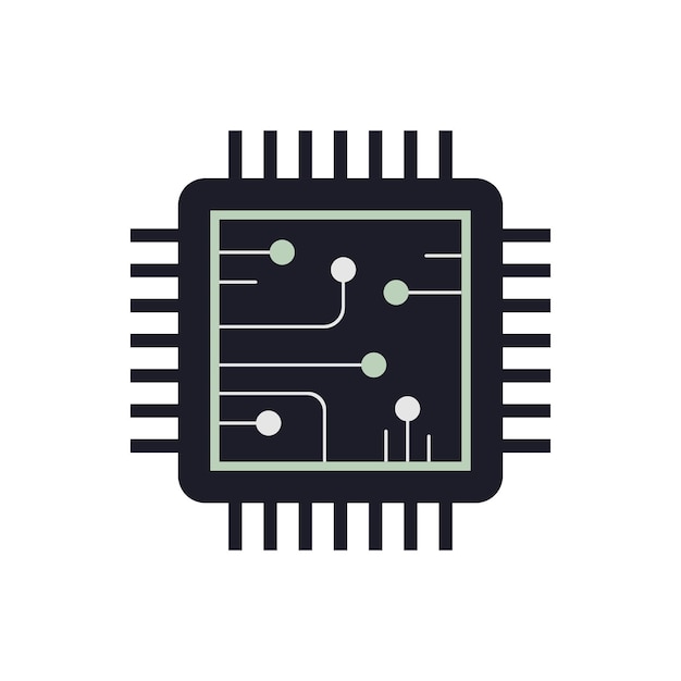 Vector procesador chip vector icono símbolo electrónico concepto sobre fondo blanco.