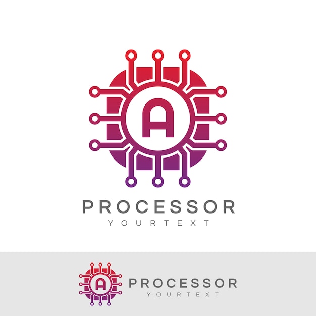 procesador inicial Letra A Diseño de logotipo