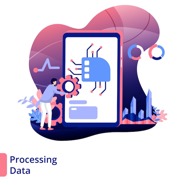 Procesamiento de datos ilustración estilo moderno