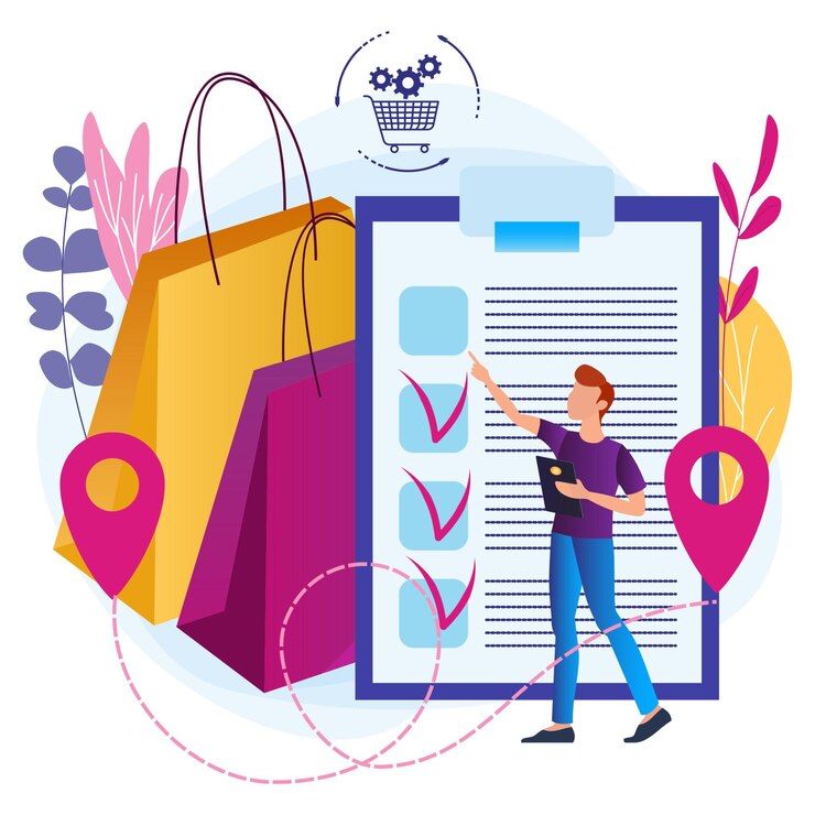 Vector procesamiento de pedidos ilustraciones vectoriales para una aplicación de compras móvil tecnología en línea moderna