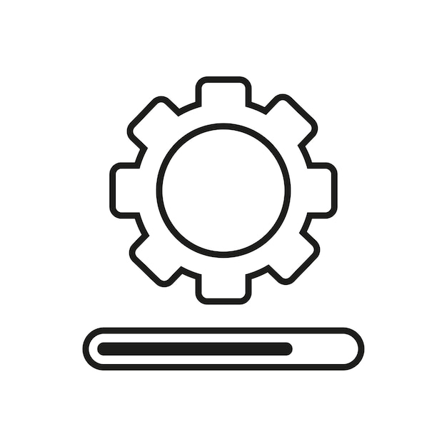 Proceso de carga Línea de carga de engranajes Ícono del sistema de actualización Ícono de progreso Ilustración vectorial Imagen de stock